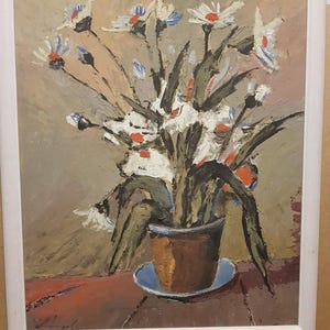 Flowers, Ukrainian Vintage painting by Georgiy Kosmachov. Oil on Cardboard. Original Vintage Ukrainian Art.