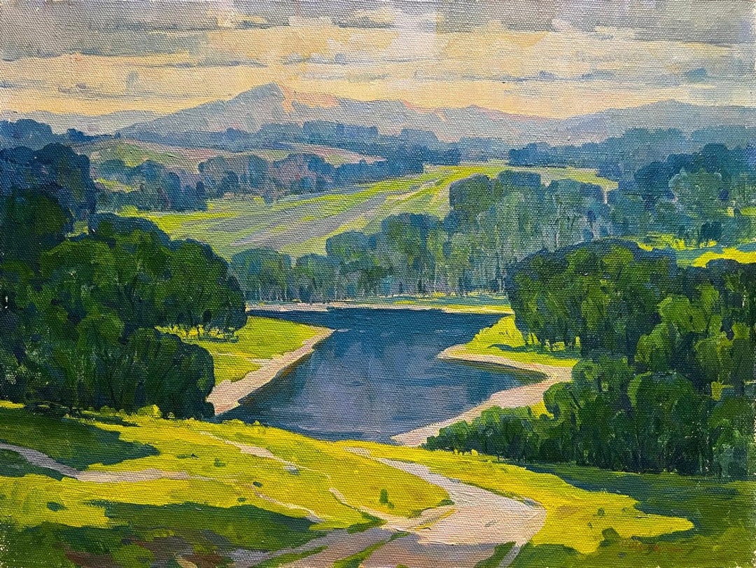 Landscape Ukrainian Vintage Painting by Roman Shusterman. Oil - Etsy