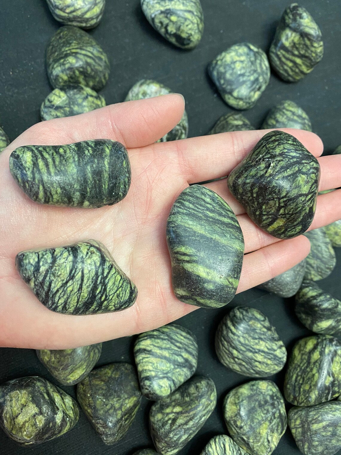 Serpentine Tumbled Stones Polished Serpentine Grade A 4 Etsy