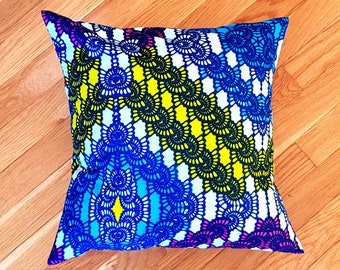 African Wax Print Pillow cover | 16" x 16" Throw Pillow | 100% cotton | Decorative Couch Pillow | Gifts for HER / HIM
