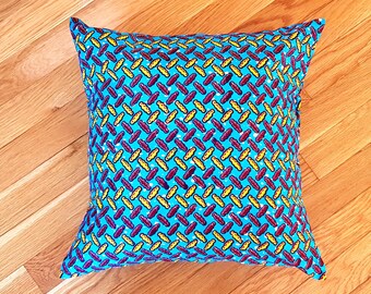 African Wax Print Cushion Cover | 16" x 16" Throw Pillow | 100% cotton | Decorative Couch Pillow | Gifts for HER / HIM