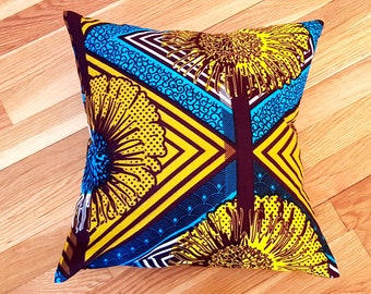 African Wax Print Couch Pillow | 16" x 16" Throw Pillow | 100% cotton | Decorative Couch Pillow | Gifts for HER / HIM