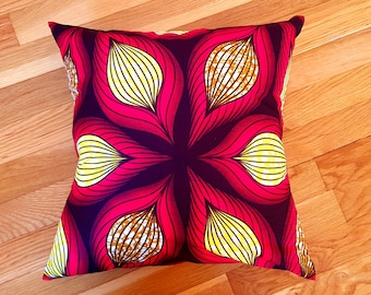 African Wax Print Pillow cover | 16" x 16" Throw Pillow | 100% cotton | Decorative Couch Pillow | Gifts for HER / HIM | Modern Home Decor