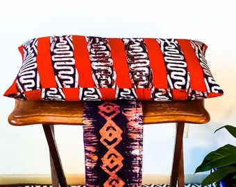 Authentic African Batik Cushion Cover | 12" x 24" | hand-dyed | Decorative Pillow Covers | Gifts for HER/HIM | Accent Pillow | Cushion Cover