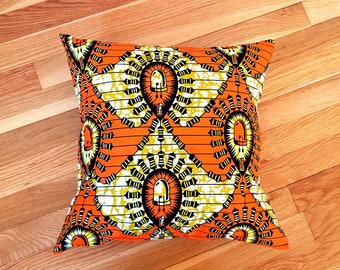 African Wax Print Pillow cover | 16&quot; x 16&quot; Throw Pillow | 100% cotton | Decorative Couch Pillow | Gifts for HER / HIM | Modern Home Decor