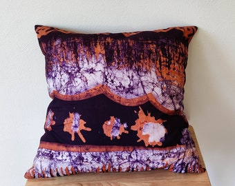 Authentic African Batik Pillow Cover |16&quot;x16&quot;| Boho Pillow Cover | Throw Pillow | Decorative Couch Pillow | Gift for HER/HIM | Cushion Cover