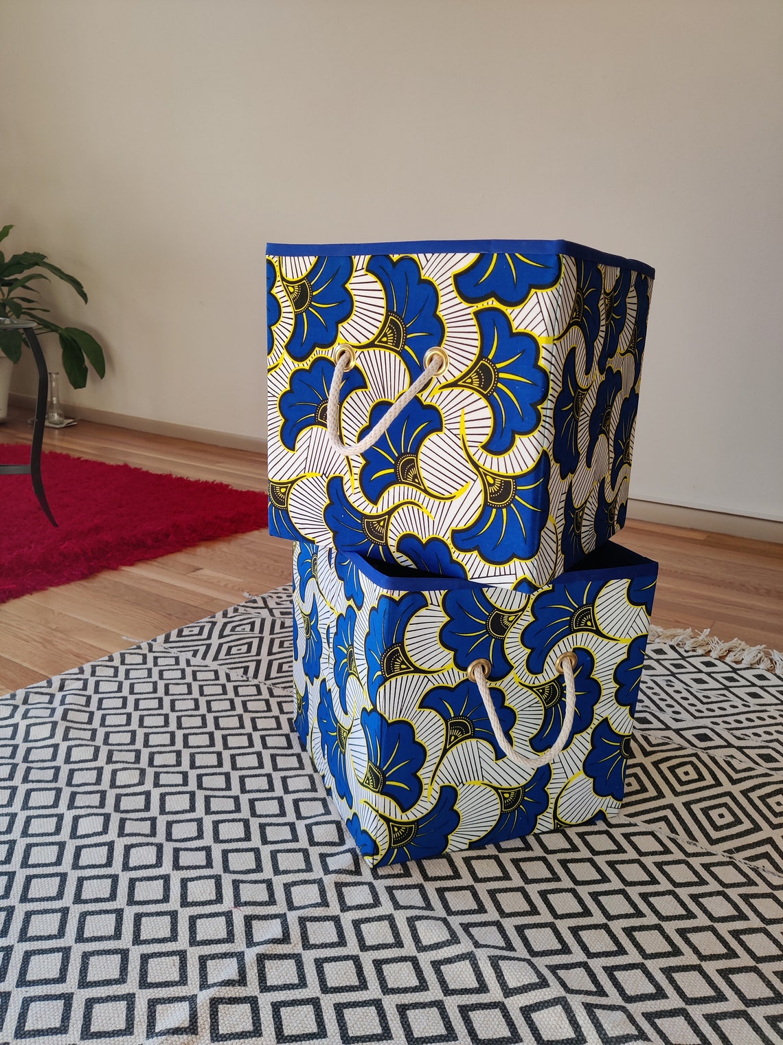 Azul / Blanco / Contenedor de almacenamiento plegable / Cera | Etsy