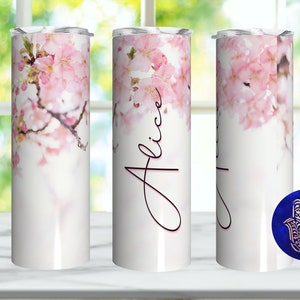 Cherry Blossom Tree Personalized Skinny Stainless Steel Tumbler