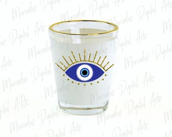 Evil Eye. Turkish Eye Shot Glass Tequila Glass. Shooter Glass