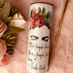 Frida Kahlo Tumbler, Personalized Stainless Steel Skinny Tumbler
