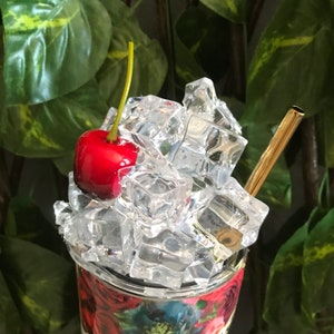 Faux Ice Cube Topper Lid For Skinny Stainless Steel Tumbler 20 oz