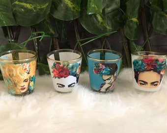 Frida Shot Glass Frida Tequila Shot Glass Set. Shooter Glass Set.. Frida Mouth Freshener Cup