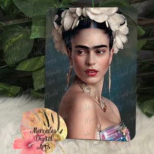 Frida White Flowers Notebook. Frida Journal. May be personalized.