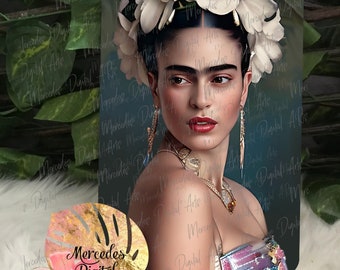 Frida White Flowers Notebook. Journal. May be personalized.