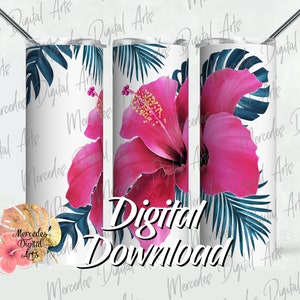 Hibiscus 20oz dünne gerade Becher Vorlage. Digitaler Download