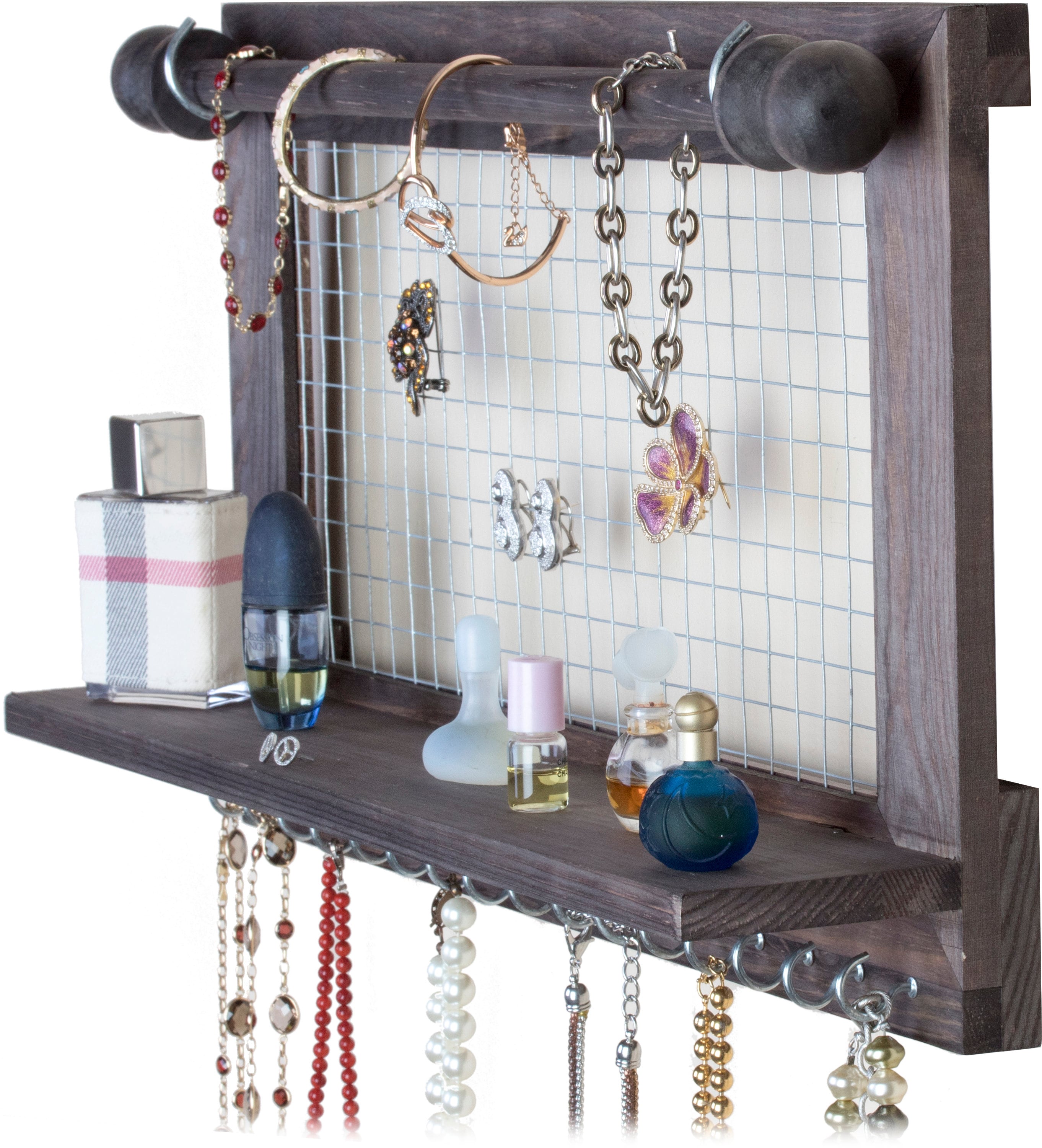 Rustic Wall Mount Jewelry Hanger Organizer Rack for Necklaces Etsy