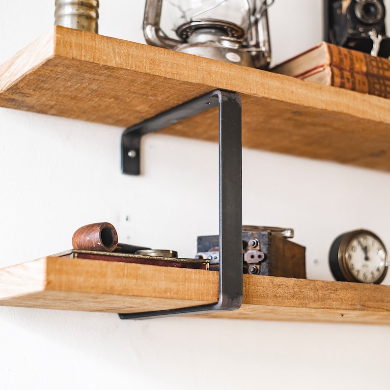 Double Metal Shelf Bracket J Bracket Style Shelving Open Etsy