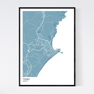 Tenby, Wales Map Art Print - Many Styles - 350gsm Art Quality Paper - Fast Delivery - Scandi // Vintage // Retro // Minimal