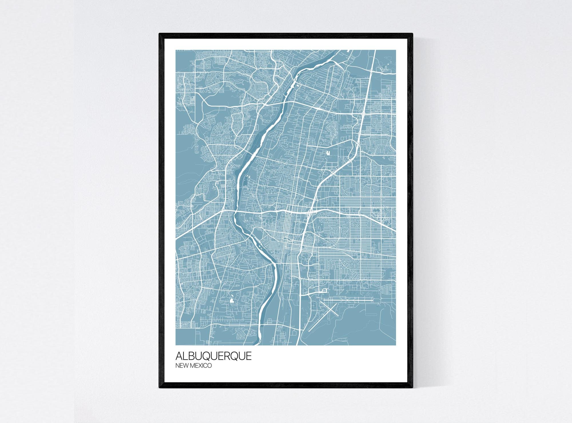 Albuquerque Map Print Many Colours Printed on Art Quality | Etsy