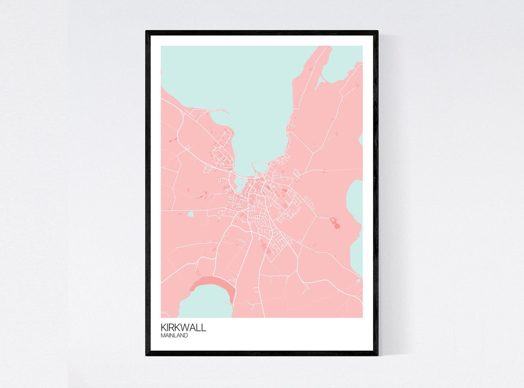Kirkwall, Orkney Map Art Print Many Colours 350gsm Art Quality Paper ...