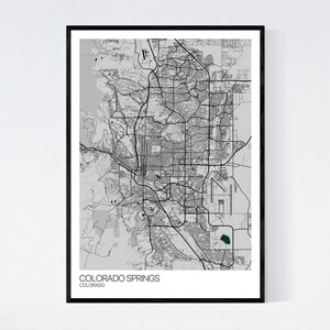 Colorado Springs Map Print - Many Colours - Printed on Art Quality Paper - Fast Delivery ...