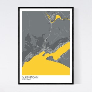 Queenstown, New Zealand Map Print - 350gsm Art Quality Paper - Fast Delivery - Scandi // Vintage // Retro // Minimal