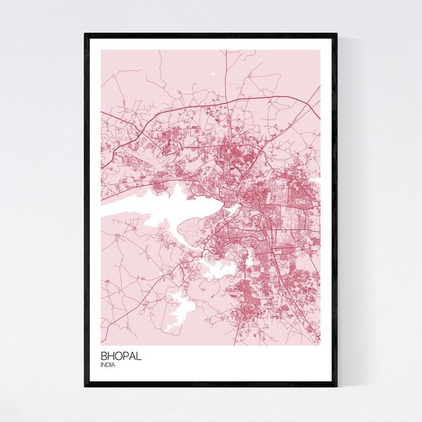 Bhopal, India Map Art Print - Many Styles - Art Quality Paper - Fast Delivery - Poster // Scandi // Vintage // Retro // Minimal