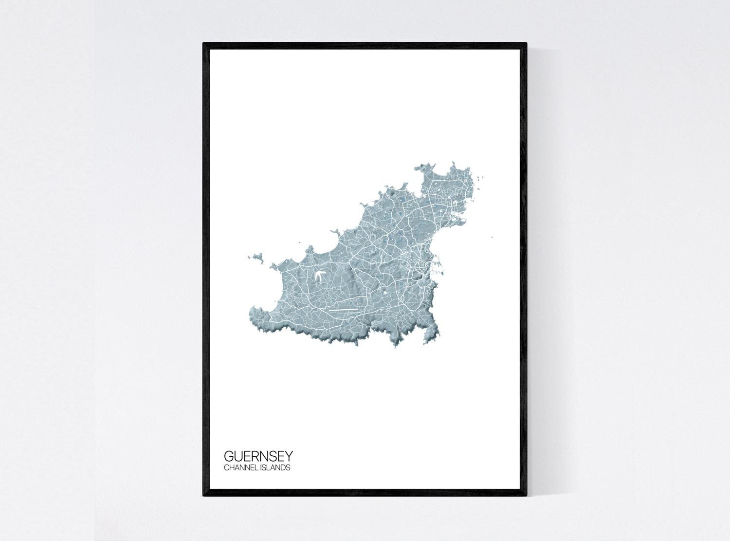 Guernsey Topographic Map Print Many Colours Fast Delivery - Etsy UK