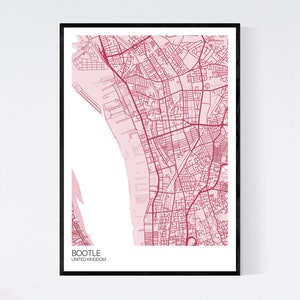 Bootle, United Kingdom Map Print Many Colours Fast Delivery // Retro ...