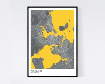 Auckland NZ Map Print - Many Colours - Fast Delivery - Scandi // Vintage // Retro // Minimal -  350gsm Art Quality Paper