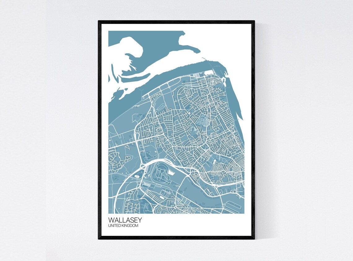 Wallasey Town Map Art Print Many Styles 350gsm Art Quality Etsy