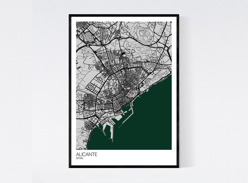 Alicante Spain Map Art Print Many Colours 350gsm Art - Etsy UK