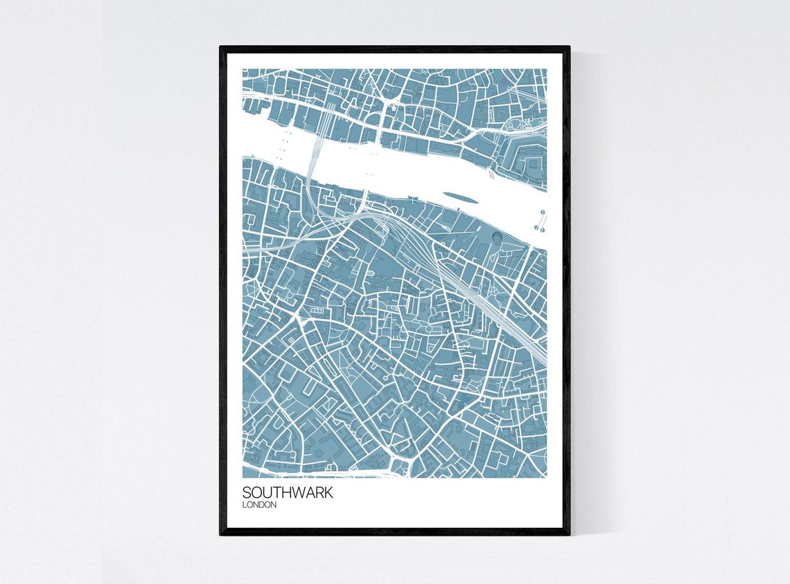 Southwark London Map Art Print Many Colours 350gsm Art Etsy