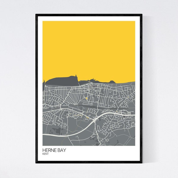 Herne Bay, Kent Map Art Print - Many Colours - 350gsm Art Quality Paper - Fast Delivery - Scandi // Vintage // Retro // Minimal