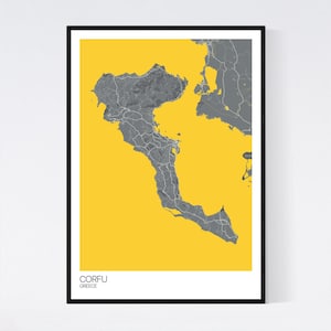 Corfu Greece Map Art Print Many Styles 350gsm Art Quality Paper Fast corfu-greece-map-art-print-many-styles-350gsm-art-quality-paper-fast