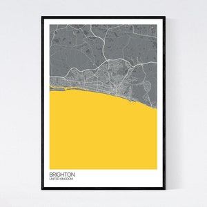 Brighton Map Print - Many Colours - 350gsm Art Quality Paper - Fast Delivery - Scandi // Vintage // Retro // Minimal