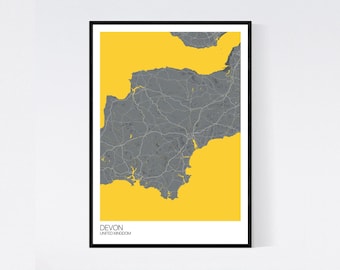 Devon, England Map Art Print - Many Styles - 350gsm Art Quality Paper - Fast Delivery - Scandi // Vintage // Retro // Minimal