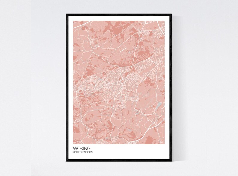 Woking United Kingdom City Map Art Print Many Colours | Etsy