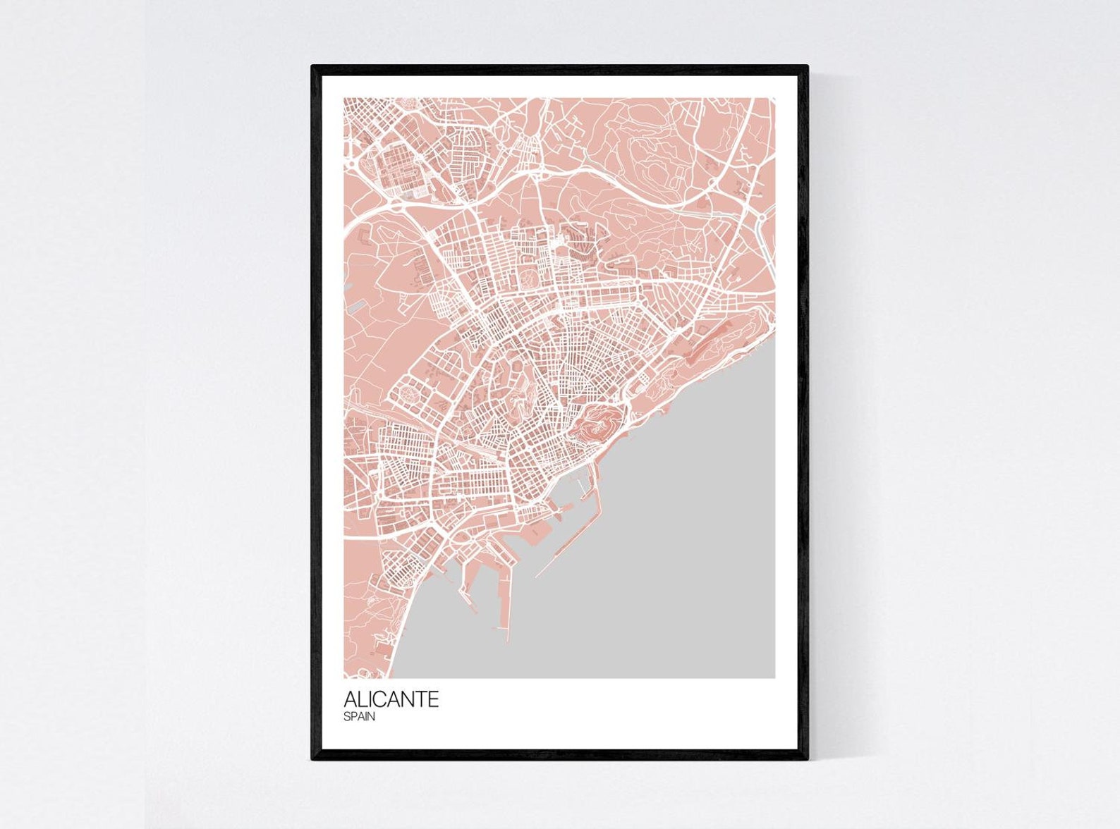 Alicante Spain Map Art Print Many Colours 350gsm Art | Etsy