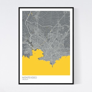 Montevideo, Uruguay Map Art Print - Many Styles - 350gsm Art Quality Paper - Fast Delivery - Scandi // Vintage // Retro // Minimal