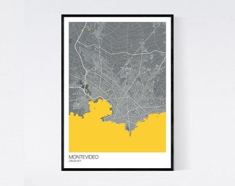 Montevideo, Uruguay Map Art Print - Many Styles - 350gsm Art Quality Paper - Fast Delivery - Scandi // Vintage // Retro // Minimal