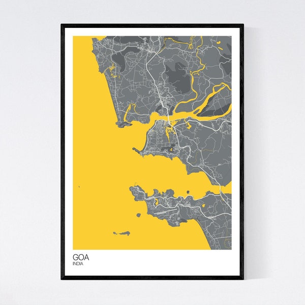 Goa, India Map Art Print - Many Styles - Art Quality Paper - Fast Delivery - Poster // Scandi // Vintage // Retro // Minimal