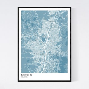 Medellin, Colombia Map Art Print - Many Styles - 350gsm Art Quality Paper - Fast Delivery - Scandi // Vintage // Retro // Minimal