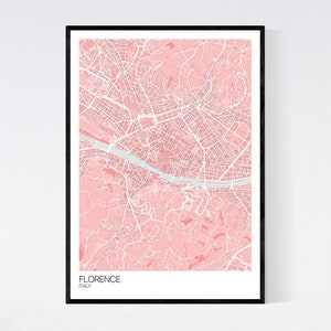 Florence, Italy Map Art Print -  Many Colours - Art Quality Paper - Fast Delivery - Wall Art // Scandi // Retro // Minimal
