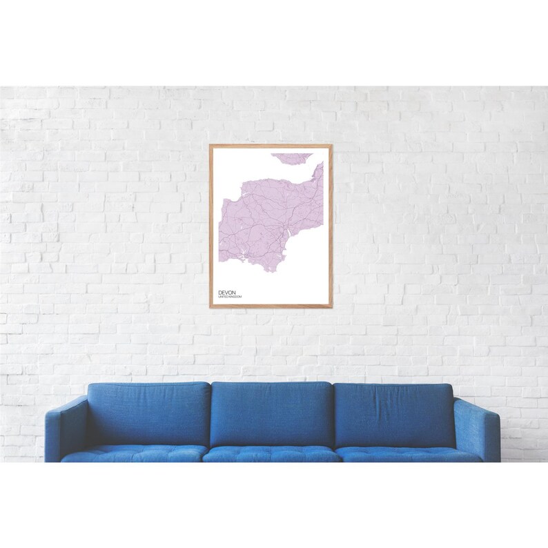 Devon, England Map Art Print Many Styles 350gsm Art Quality Paper Fast Delivery Scandi // Vintage // Retro // Minimal image 2