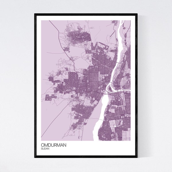 Omdurman, Sudan Map Art Print - Many Styles - Art Quality Paper - Fast Delivery - Poster // Scandi // Vintage // Retro // Minimal