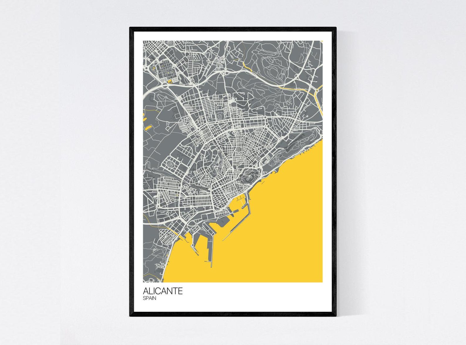 Alicante Spain Map Art Print Many Colours 350gsm Art | Etsy