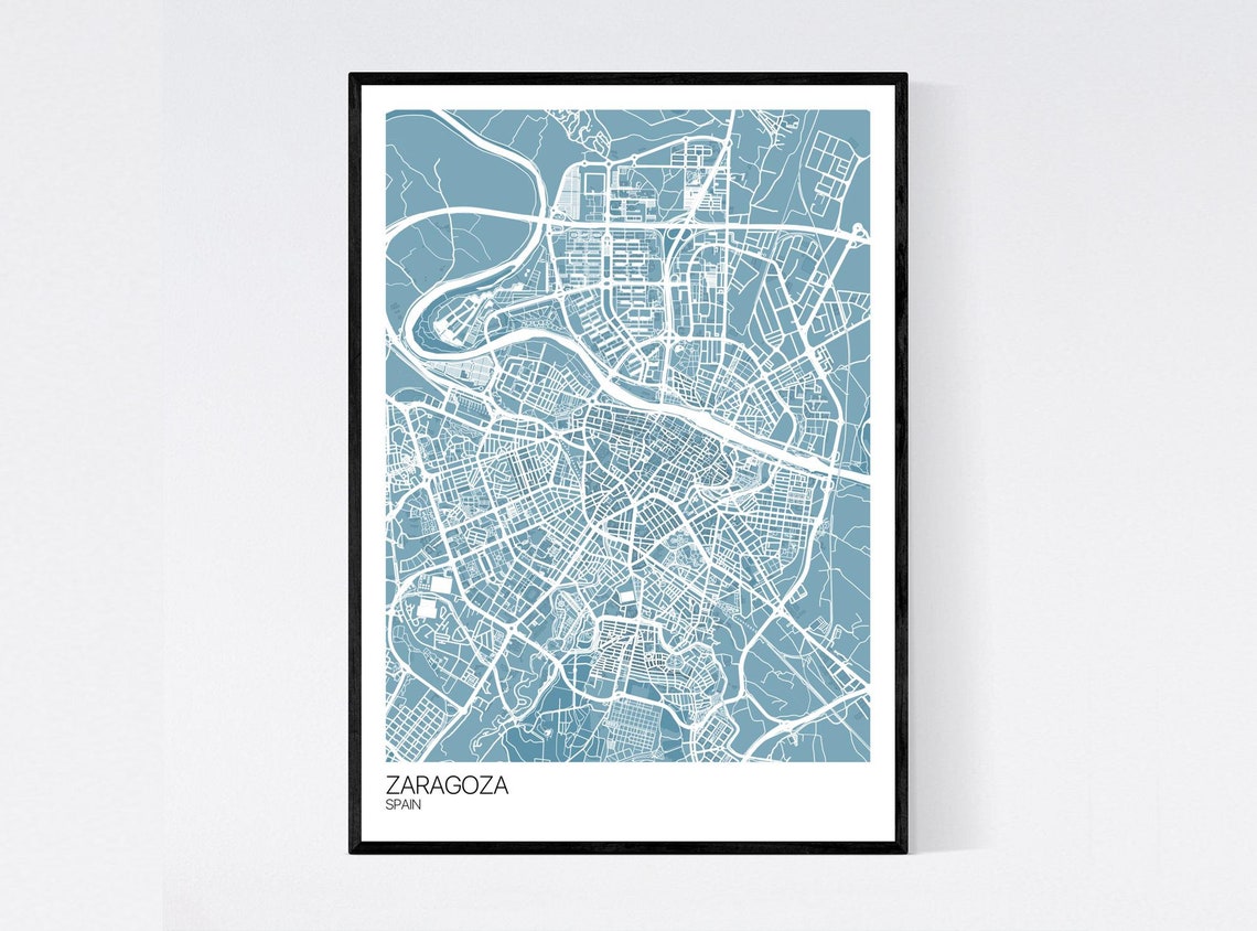 Zaragoza Spain Map Art Print Many Colours Art Quality - Etsy