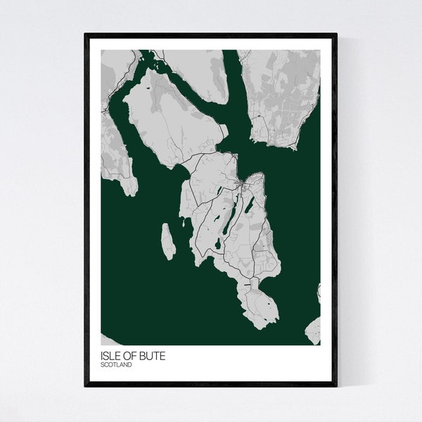 Isle of Bute, Scotland Map Art Print - Many Colours - 350gsm Art Quality Paper - Fast Delivery - Scandi // Vintage // Retro // Minimal