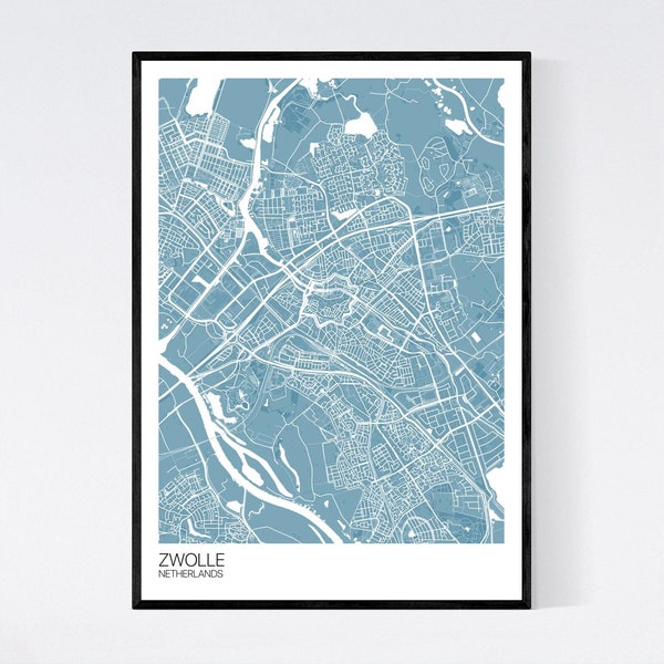 Zwolle, Netherlands Map Art Print -  Many Colours - 350gsm Art Quality Paper - Fast Delivery - Scandi // Retro // Minimal // Wall Art
